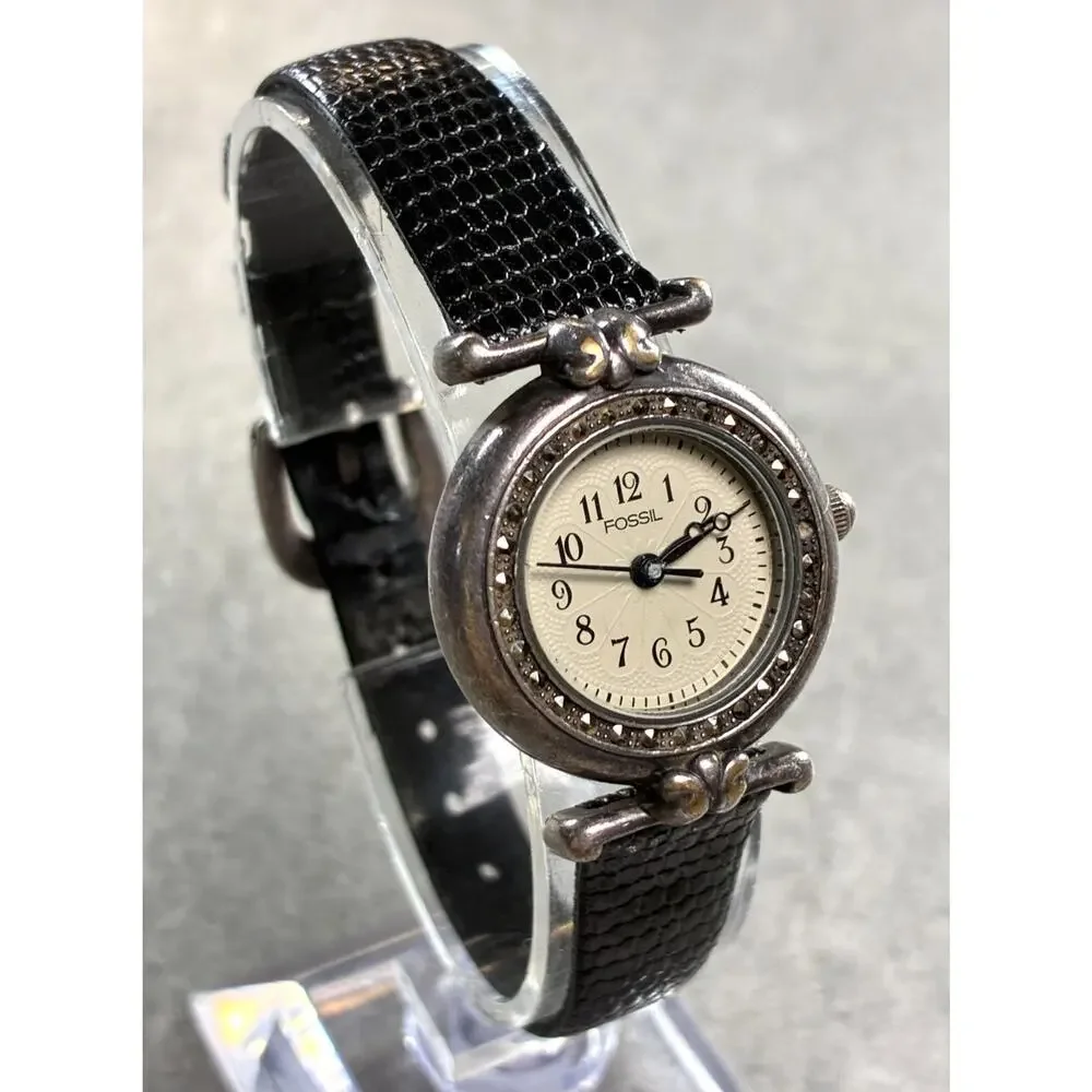 Fossil ES‑8646 Vintage Women's Watch Silver Tone Cream Dial 23mm Working